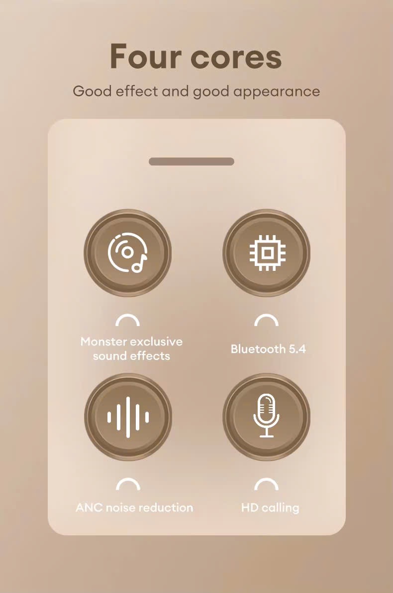  Tai Nghe Bluetooth Monster XKT27 – Chống Ồn Chủ Động, Âm Thanh HIFI - MÀU KEM - Ảnh 9