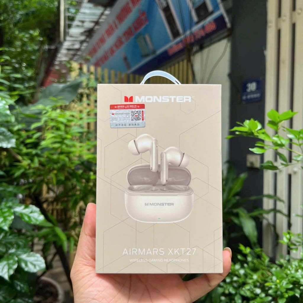  Tai Nghe Bluetooth Monster XKT27 – Chống Ồn Chủ Động, Âm Thanh HIFI - MÀU KEM
