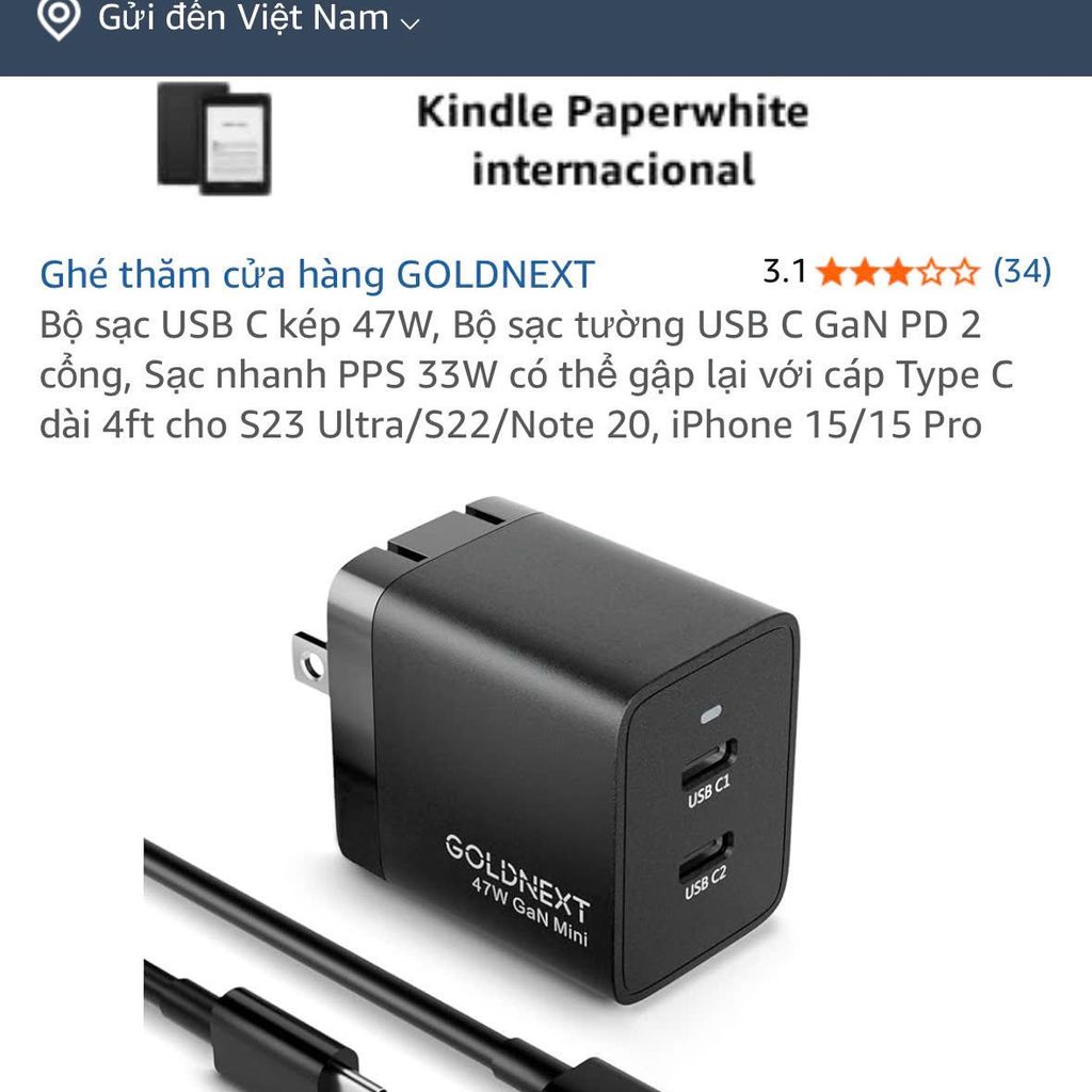  Bộ Sạc Nhanh GOLDNEXT 47W USB-C GaN Mini Charger - Nhỏ gọn, siêu mạnh mẽ - Ảnh 5