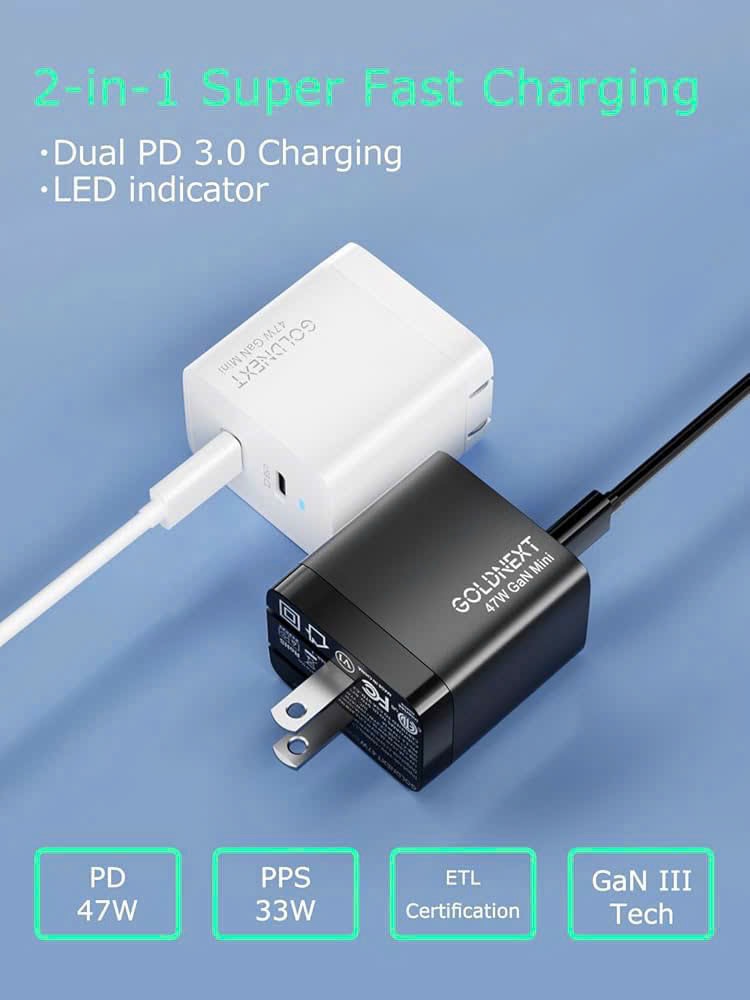  Bộ Sạc Nhanh GOLDNEXT 47W USB-C GaN Mini Charger - Nhỏ gọn, siêu mạnh mẽ - Ảnh 3