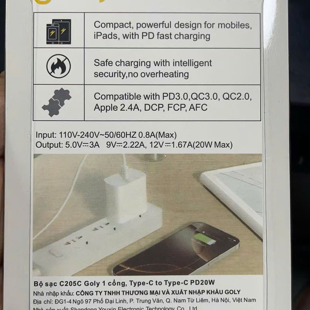 Bộ sạc nhanh Goly 20W ( dây C-L hoặc C-C) - nhỏ gọn, mạnh mẽ - Ảnh 2