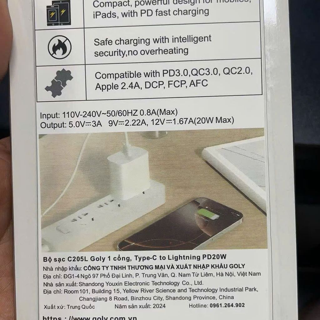 Bộ sạc nhanh Goly 20W ( dây C-L hoặc C-C) - nhỏ gọn, mạnh mẽ - Ảnh 4