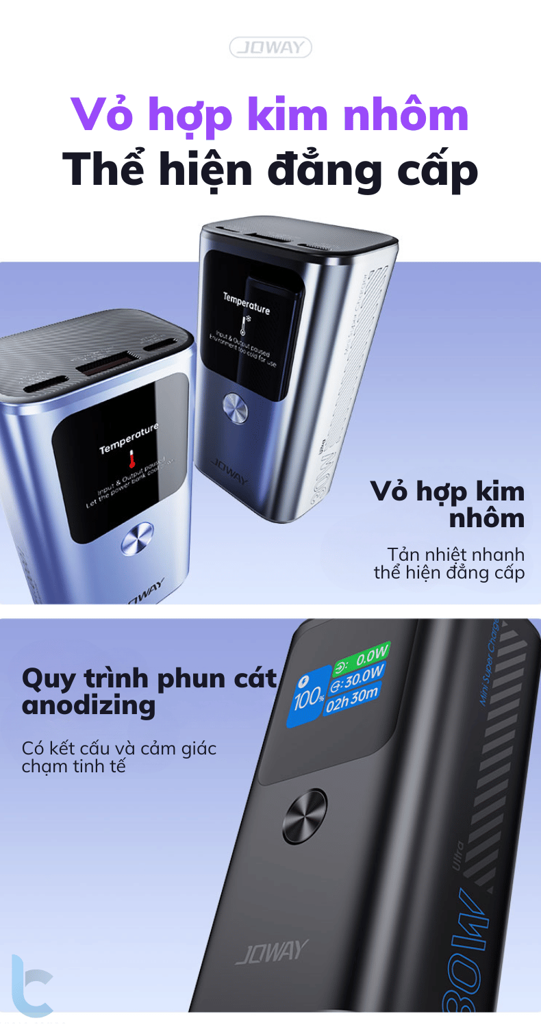 Sạc Dự Phòng JOWAY JP326 - Sạc nhanh 30w, màn hình thông minh, dung lượng 10.000 - Ảnh 8