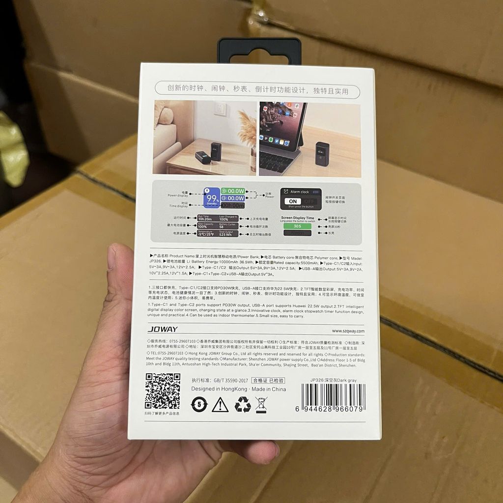 Sạc Dự Phòng JOWAY JP326 - Sạc nhanh 30w, màn hình thông minh, dung lượng 10.000 - Ảnh 3