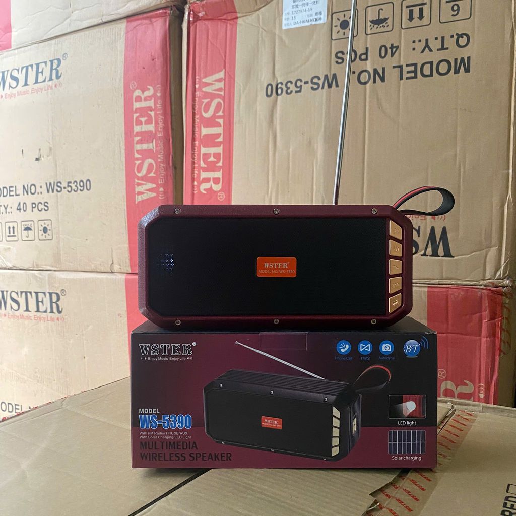 Loa Bluetooth Đa Năng WS-5390 – Sạc NLMT, Bluetooth 5.0, USB, thẻ TF, AUX FM, đèn LED, Random màu