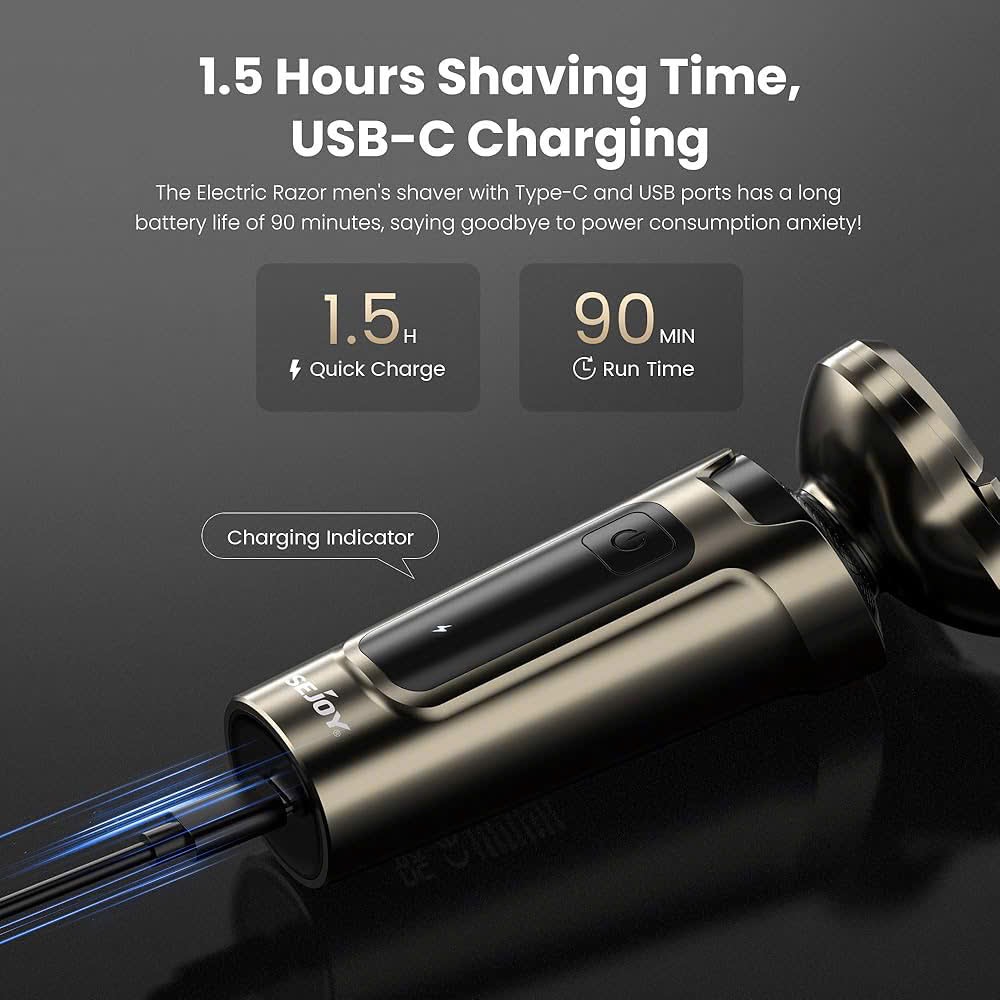 Máy Cạo Râu Điện Đa Năng Sejoy 5in1 – Cạo râu, tỉa tóc, cắt lông mũi, massage, rửa mặt (random màu) - Ảnh 9