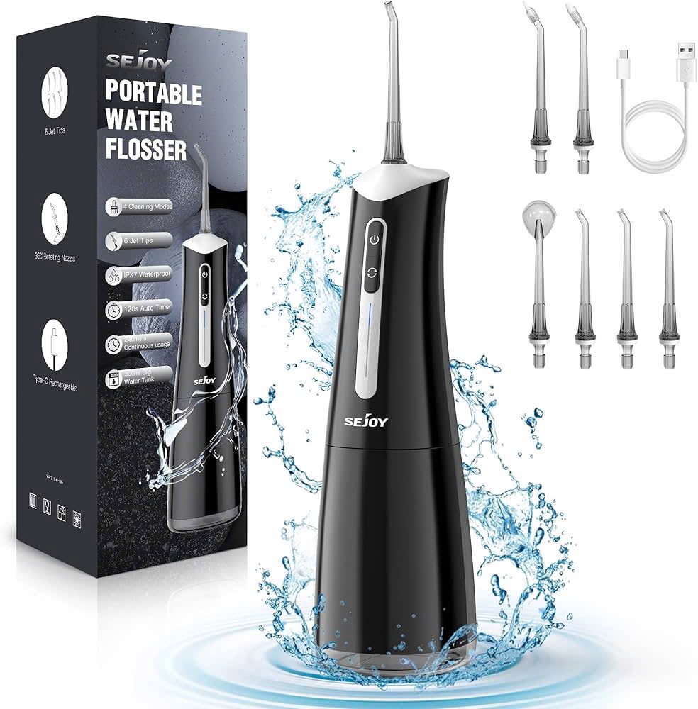 Máy tăm nước SEJOY Portable Water Flosser4 - 6 đầu tăm đi kèm, 4 chế độ chăm sóc, sạch sâu, pin lâu