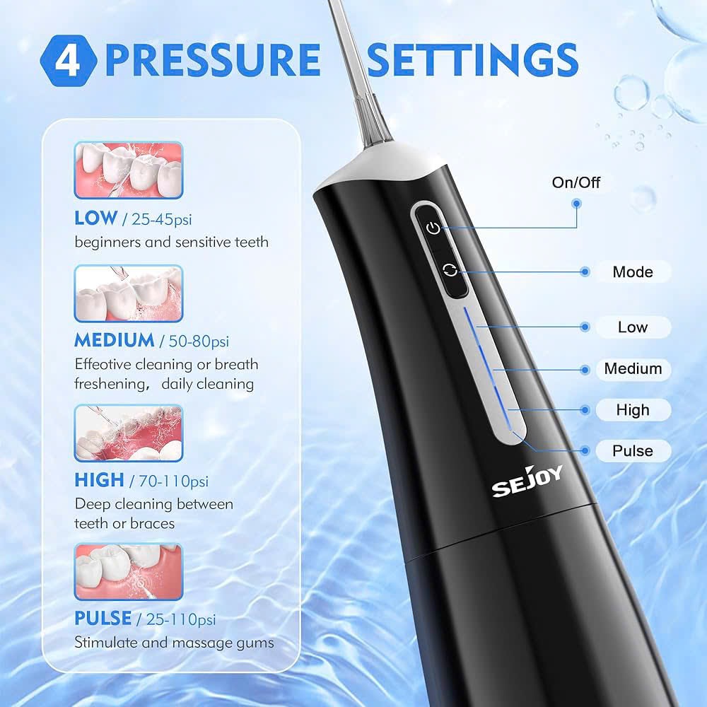 Máy tăm nước SEJOY Portable Water Flosser4 - 6 đầu tăm đi kèm, 4 chế độ chăm sóc, sạch sâu, pin lâu - Ảnh 7