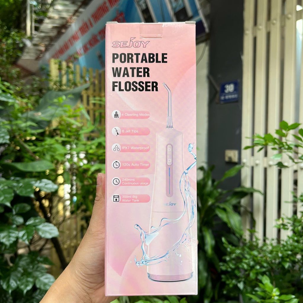 Máy tăm nước SEJOY Portable Water Flosser4 - 6 đầu tăm đi kèm, 4 chế độ , sạch sâu (TÍM - HỒNG) - Ảnh 7