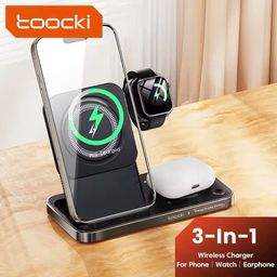 Đế Sạc Không Dây 3in1 TOOCKI Sạc Nhanh – Gấp Gọn, LED Hiển Thị, Hợp Kim Cao Cấp