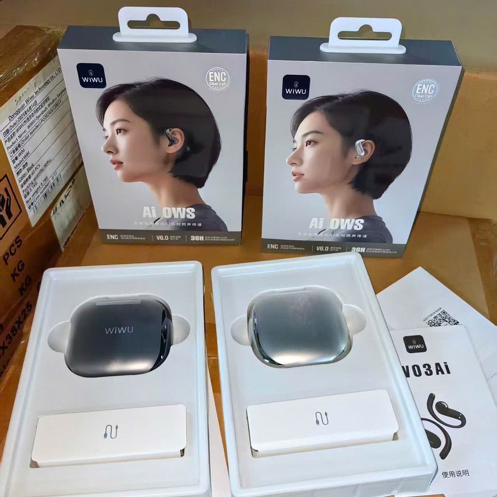 Tai Nghe WiWU W03 AI OWS – Móc Tai Thể Thao, Bluetooth 6.0, ENC Chống Ồn, Dịch Thuật AI