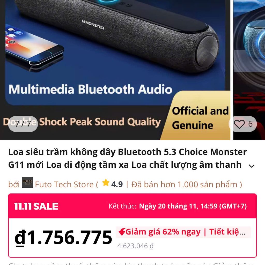 Loa Bluetooth Monster Airmars G11 – soundbar công suất 20W, âm thanh vòm 360°, hỗ trợ thẻ nhớ TF - Ảnh 6
