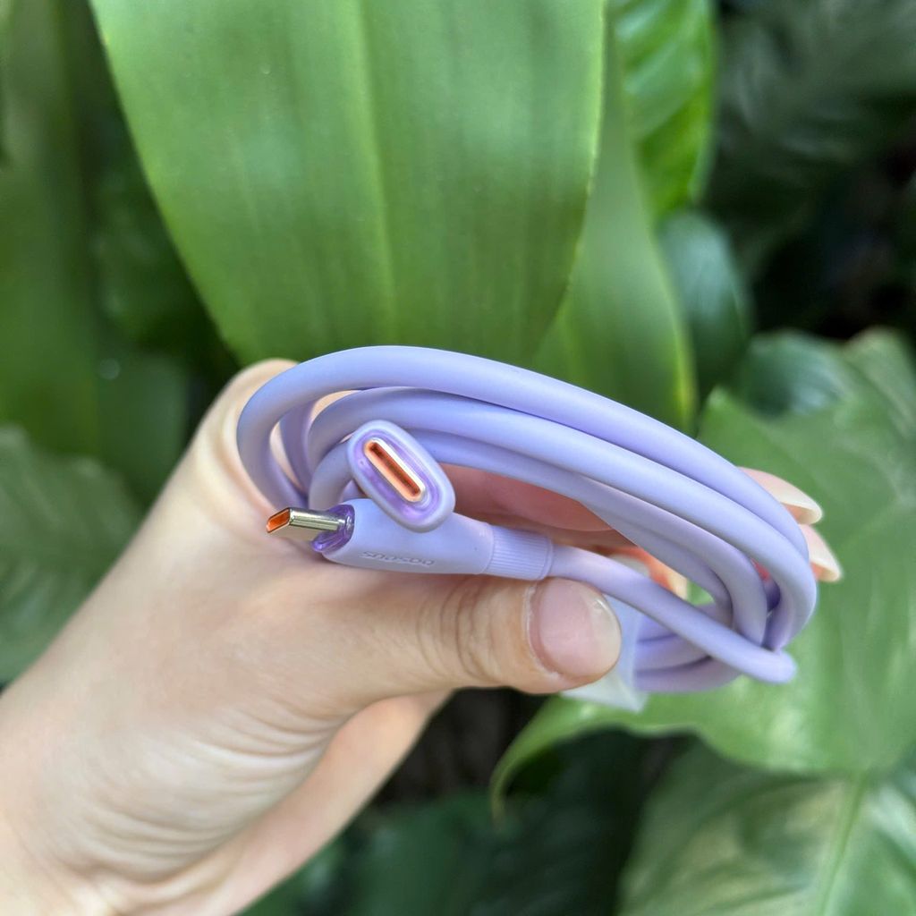  Cáp sạc nhanh 100W Baseus Silicone Pudding 1.2m C to C - siêu bền, tặng kèm sticker (màu tím) - Ảnh 5