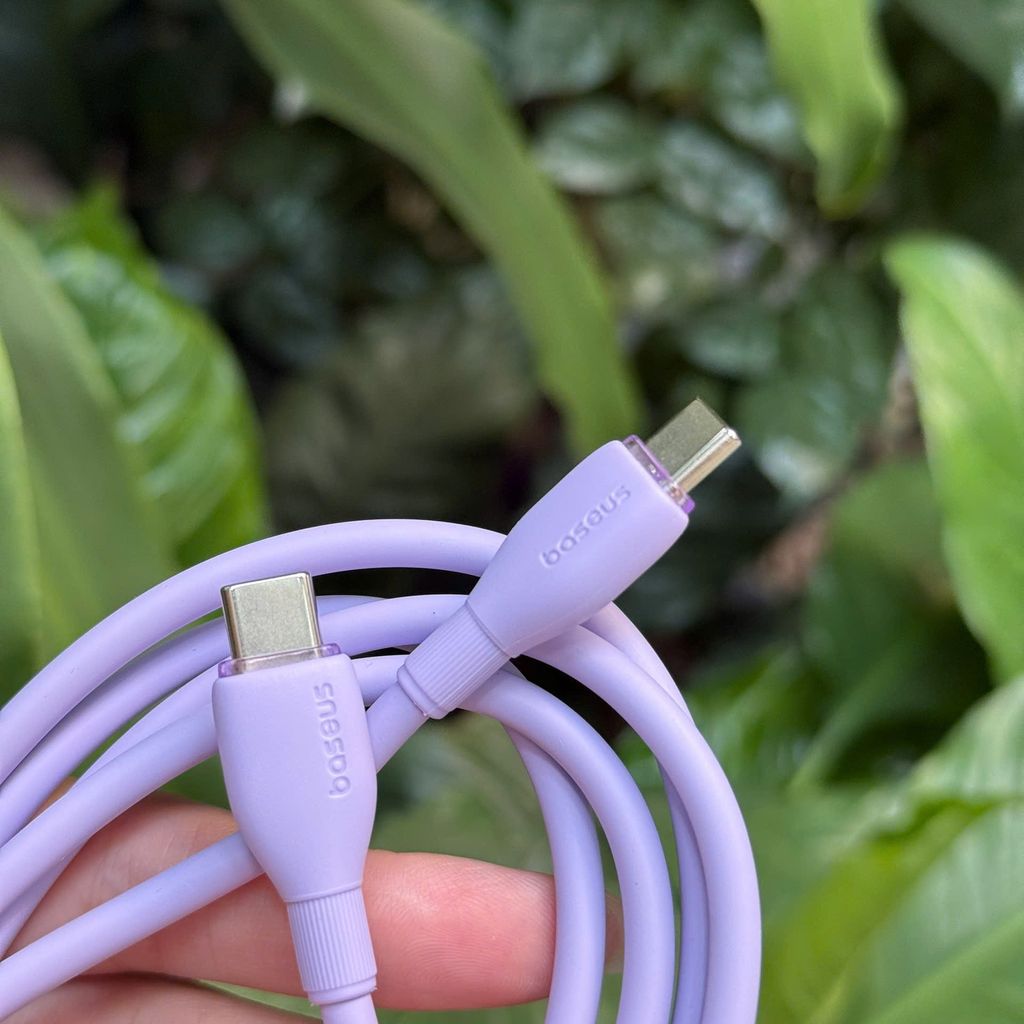  Cáp sạc nhanh 100W Baseus Silicone Pudding 1.2m C to C - siêu bền, tặng kèm sticker (màu tím) - Ảnh 4