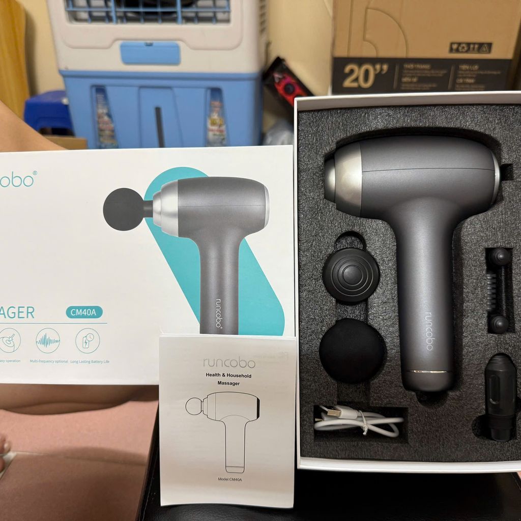 Máy Massage Cầm Tay Runcobo CM40A – Động Cơ Không Chổi Than, 5 Mức Rung, Pin 8h Siêu Êm
