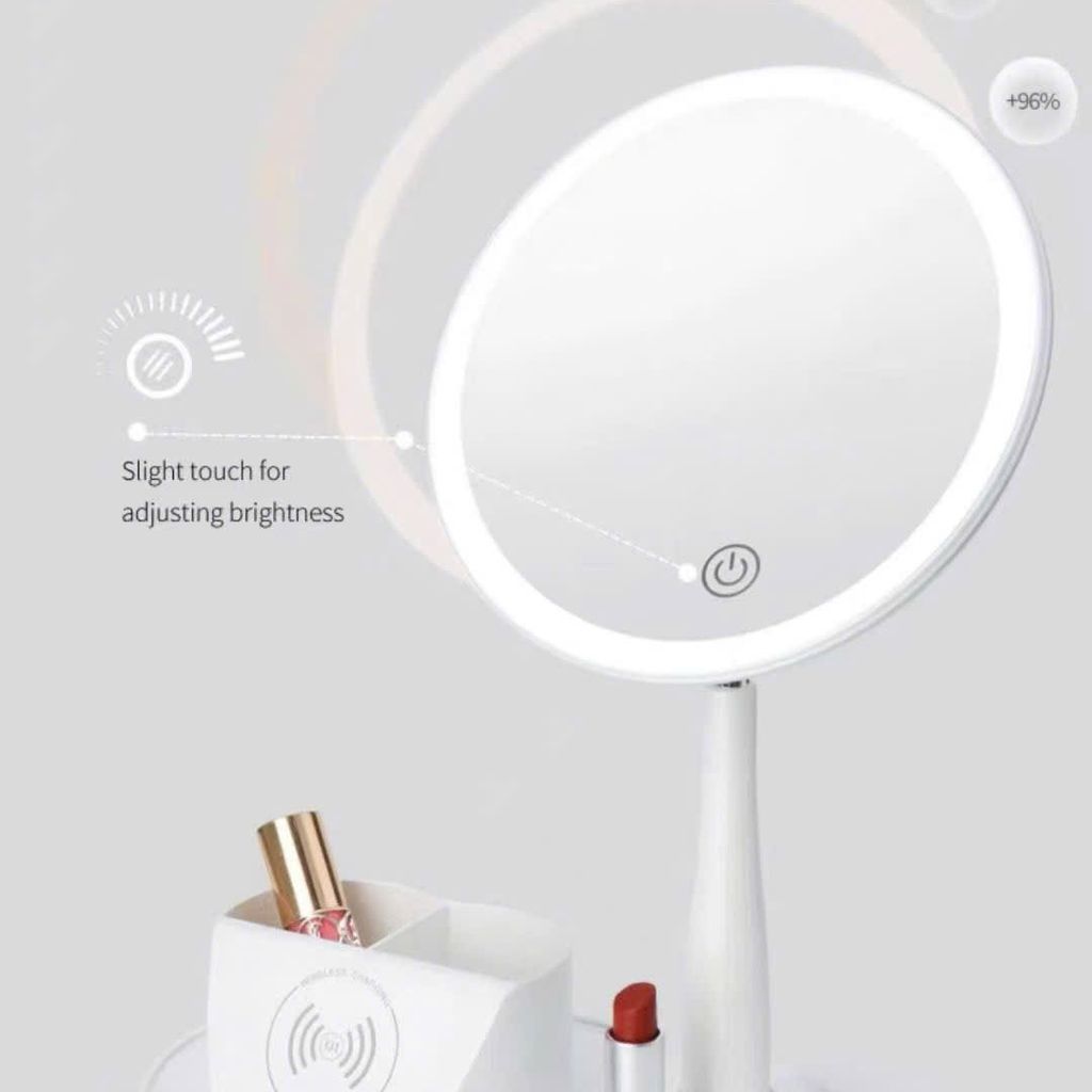 Gương Trang Điểm Thông Minh DINA LED 3 Chế Độ Ánh Sáng, Tích Hợp Sạc Không Dây, Đa Năng 4in1 - Ảnh 6