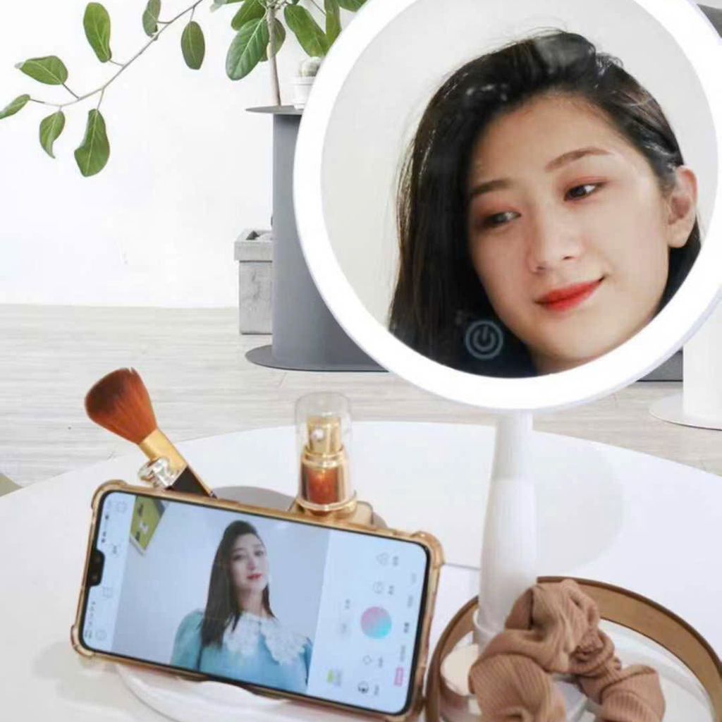 Gương Trang Điểm Thông Minh DINA LED 3 Chế Độ Ánh Sáng, Tích Hợp Sạc Không Dây, Đa Năng 4in1