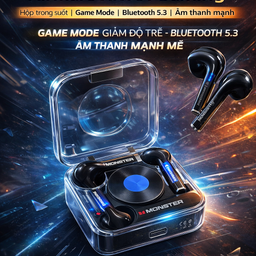 Tai nghe Bluetooth Monster Airmars XKT01 Gaming | Hộp trong suốt | Game Mode |…