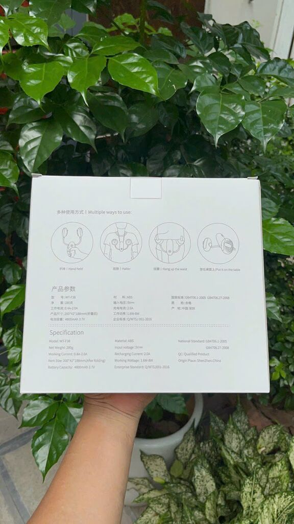 Quạt tích điện đa năng F38 - Đeo cổ , để bàn, cầm tay, kẹp áo - Ảnh 7