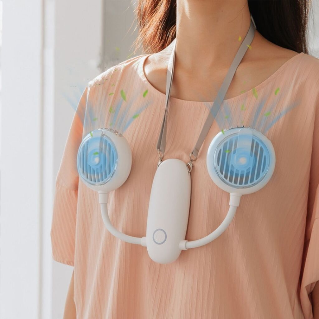 Quạt tích điện đa năng F38 - Đeo cổ , để bàn, cầm tay, kẹp áo - Ảnh 3