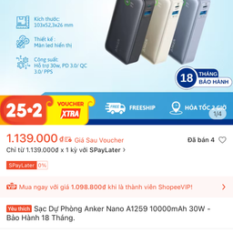 Sạc Dự Phòng Anker Nano 30W 10.000mAh - A1259 kèm cáp C (random màu)- Sạc nhan…