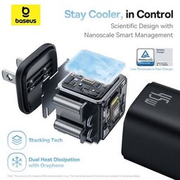 Combo 2 bộ sạc C-C Baseus GaN6 45w - 2 củ + cáp C–C 60W, nhanh - gọn - tiện lợi