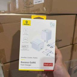 Combo 2 bộ sạc C-C Baseus GaN6 45w - 2 củ + cáp C–C 60W, nhanh - gọn - tiện lợi