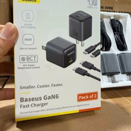 Combo 2 bộ sạc C-C Baseus GaN6 45w - 2 củ + cáp C–C 60W, nhanh - gọn - tiện lợi