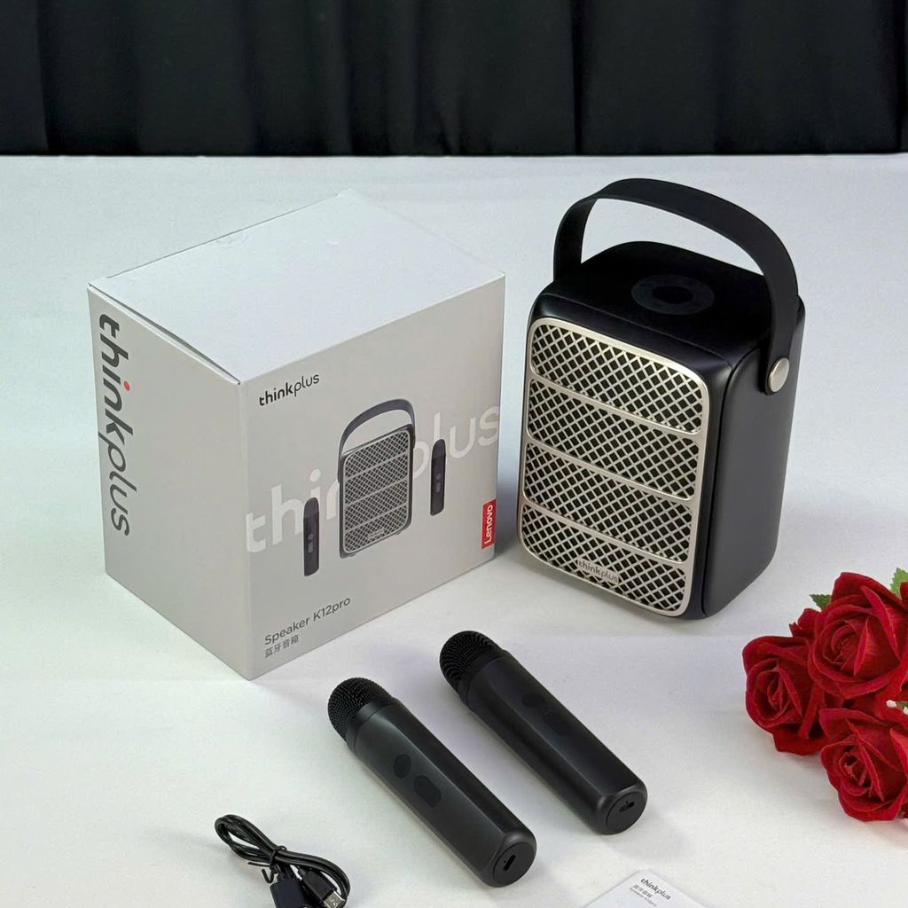 LOA KARAOKE BLUETOOTH LENOVO THINKPLUS K12 PRO - Kèm 2 mic ko dây, nhỏ gọn, tiện lợi thời trang