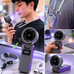 QUẠT CẦM TAY TURBO F01 – ĐIỀU CHỈNH VÔ CẤP, PIN 3000mAh, GẬP GỌN, TẶNG KÈM DÂY…