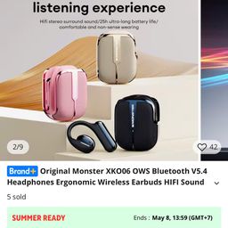 Tai nghe Open Ear Monster XKO06 - Âm thanh HiFi sống động, Bluetooth 5.4, Pin…