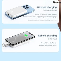 Sạc Magsafe Baseus Magnetic 6000mAh 20w, kèm dây C-C 60w, siêu mỏng nhẹ, tặng…
