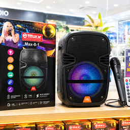 Loa Karaoke Di Động MAX-8-1 - Tặng Micro Có Dây Và Remote, LED RGB, Tích Pin,…