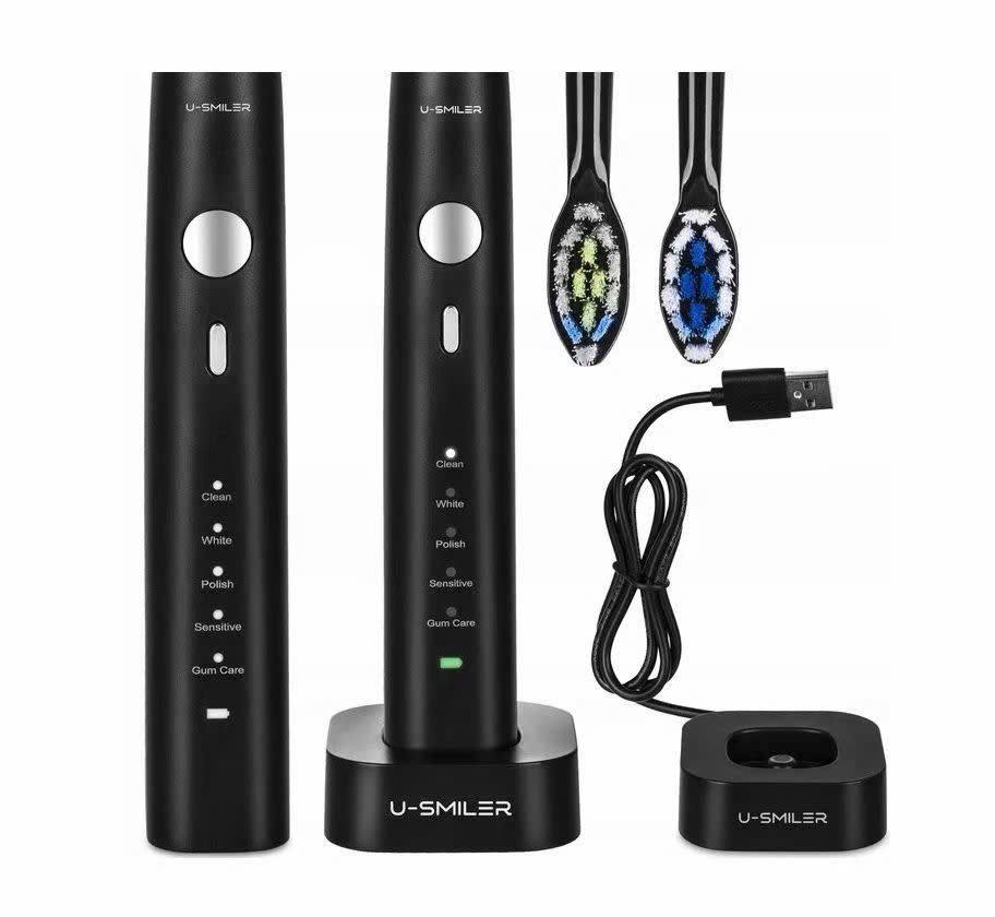 Bàn chải sóng âm U-SMILER PRO - IPX8, Tần số 84.000 nhịp, dock sạc không dây, tặng hộp + 4 đầu - ĐEN thực tế Bàn chải sóng âm U-SMILER PRO - IPX8, Tần số 84.000 nhịp, dock sạc không dây, tặng hộp + 4 đầu - ĐEN - Góc chụp chi tiết thực tế 7