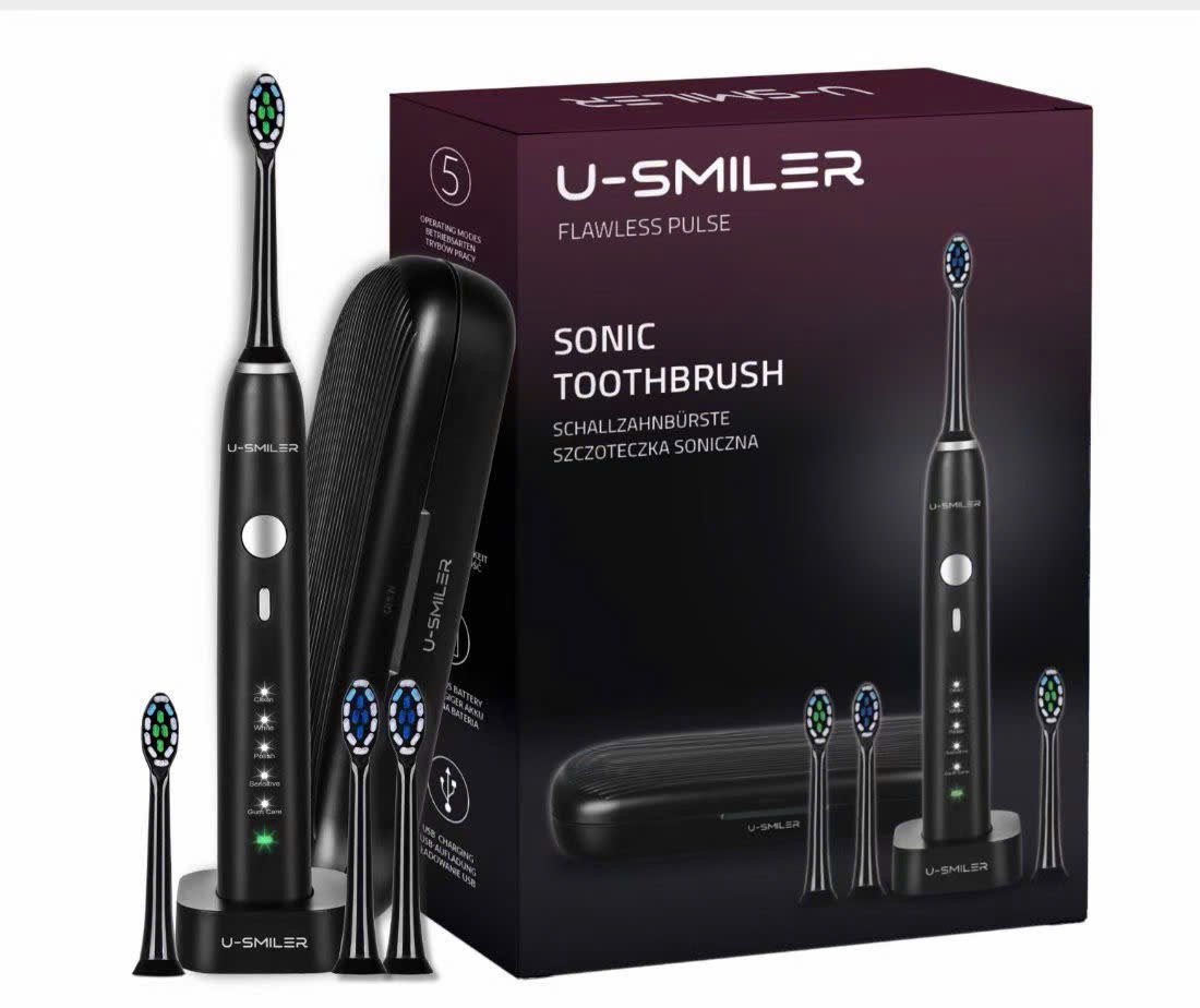 Bàn chải sóng âm U-SMILER PRO - IPX8, Tần số 84.000 nhịp, dock sạc không dây, tặng hộp + 4 đầu - ĐEN chính hãng Bàn chải sóng âm U-SMILER PRO - IPX8, Tần số 84.000 nhịp, dock sạc không dây, tặng hộp + 4 đầu - ĐEN - Thiết kế ngoại quan thực tế chính hãng tại Hiếu Tạp Hóa
