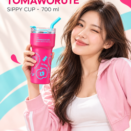 Ly Giữ Nhiệt Tomaworute Sippy Cup 700ml - Inox SUS 316, Sắc Hồng Rực Rỡ, Có Lõ…