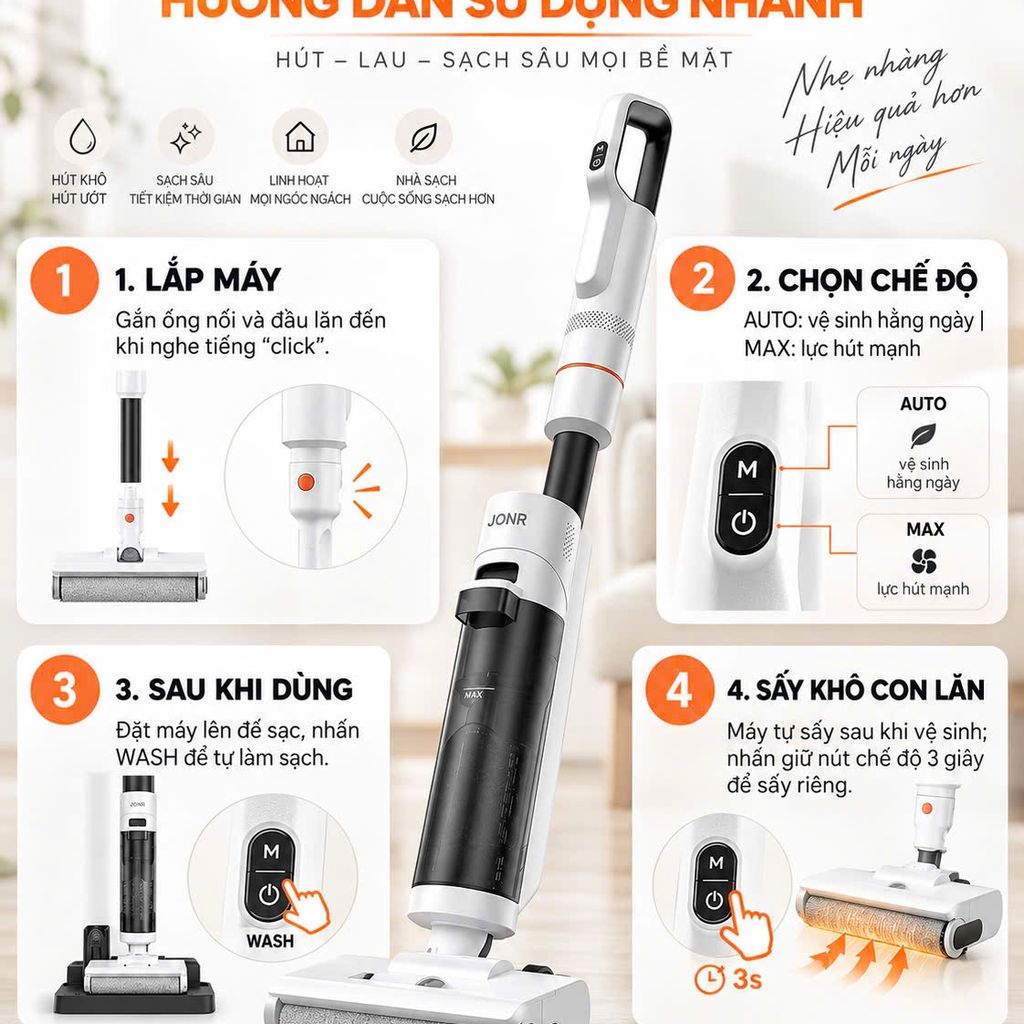 Máy Hút Bụi Lau Sàn JONR ED20 Pro Lực Hút 17000Pa Khô Ướt Linh Hoạt Nhẹ Tay thực tế Máy Hút Bụi Lau Sàn JONR ED20 Pro Lực Hút 17000Pa Khô Ướt Linh Hoạt Nhẹ Tay - Góc chụp chi tiết thực tế 6