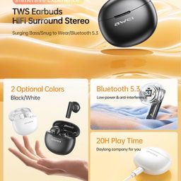 Tai Nghe Bluetooth AWEI T87 – Âm Thanh Hi-Fi, Độ Trễ Thấp Cho Game Thủ (random)