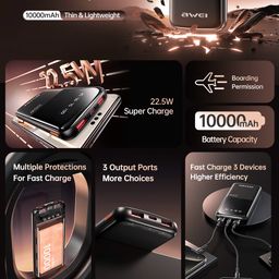 Pin Sạc Dự Phòng AWEI P10K 10.000mAh – Sạc Nhanh 22.5W, Siêu Mỏng Gọn (Random)