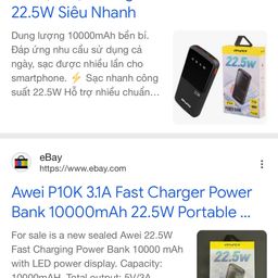 Pin Sạc Dự Phòng AWEI P10K 10.000mAh – Sạc Nhanh 22.5W, Siêu Mỏng Gọn (Random)