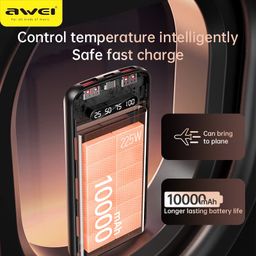 Pin Sạc Dự Phòng AWEI P76K 10.000mAh – Sạc Nhanh 22.5W, Tích Hợp 2 Cáp C-L