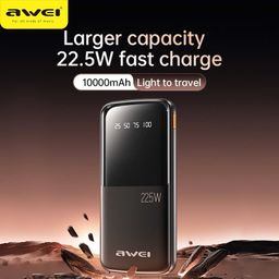 Pin Sạc Dự Phòng AWEI P76K 10.000mAh – Sạc Nhanh 22.5W, Tích Hợp 2 Cáp C-L