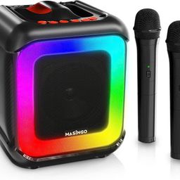 Loa Karaoke Masingo Bicanto C7 20W Kèm 2 Micro Không Dây, Đèn LED RGB