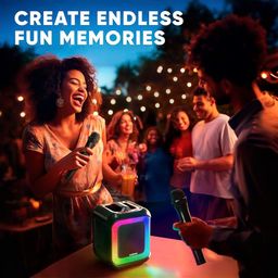Loa Karaoke Masingo Bicanto C7 20W Kèm 2 Micro Không Dây, Đèn LED RGB