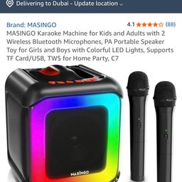 Loa Karaoke Masingo Bicanto C7 20W Kèm 2 Micro Không Dây, Đèn LED RGB