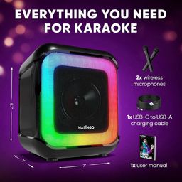 Loa Karaoke Masingo Bicanto C7 20W Kèm 2 Micro Không Dây, Đèn LED RGB