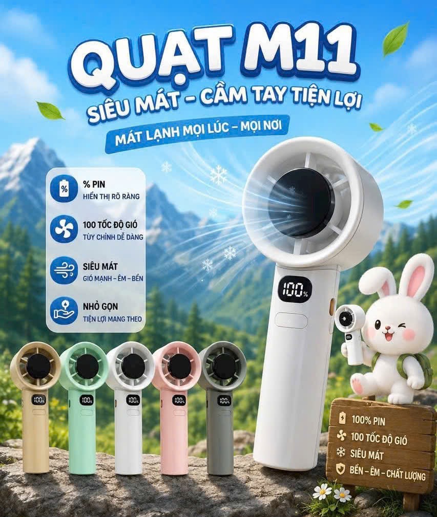 Quạt cầm tay M11 - HÀNG XẢ KO CHỌN MÀU
