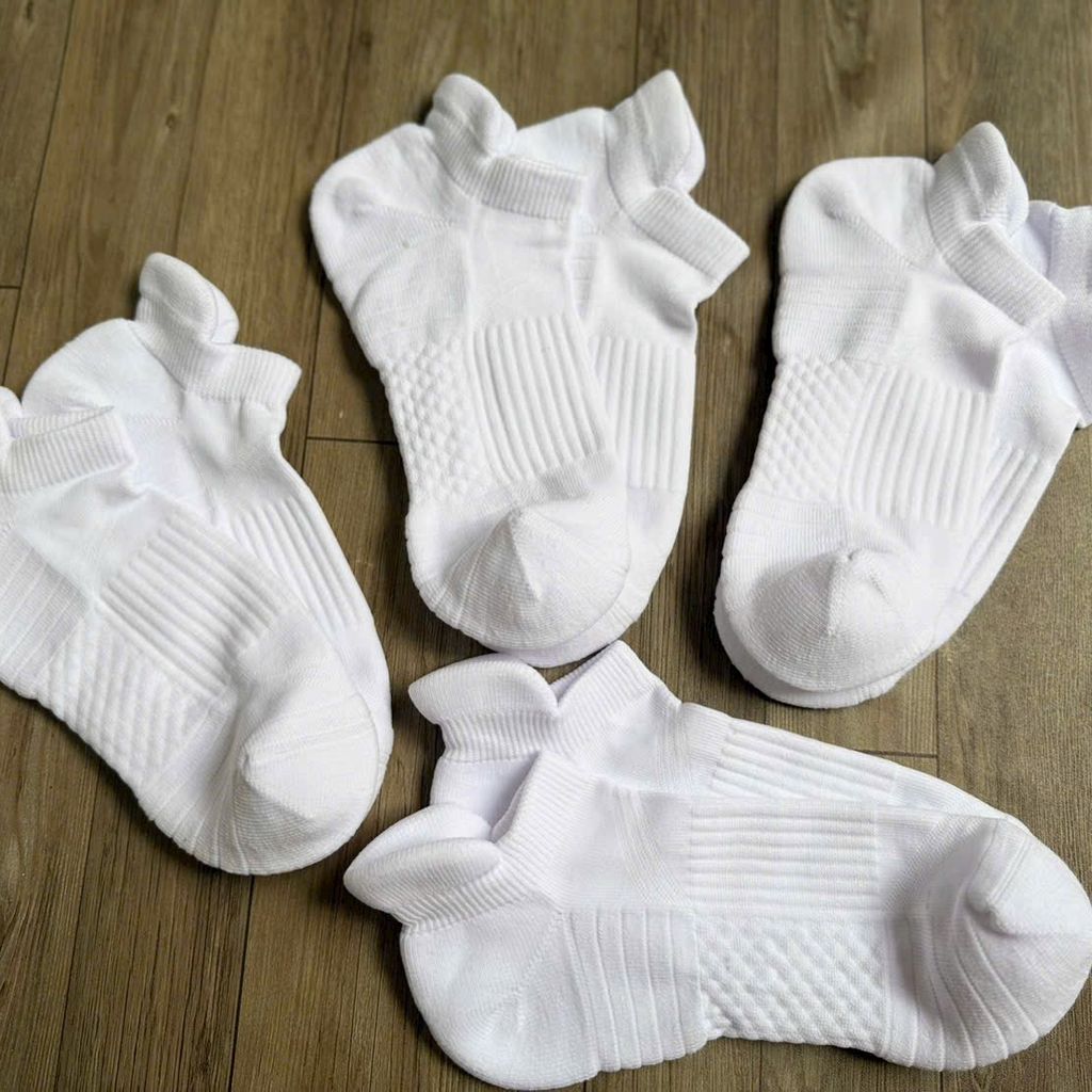 Tất trắng cổ ngắn mũi và gót đệm xù dày chuyên dụng thể thao Hanes set 10 đôi