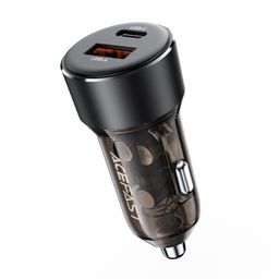 Tẩu Sạc Ô Tô ACEFAST B12 Sạc Nhanh 60W 2 Cổng USB-C Và USB-A Thiết Kế Trong Suốt