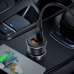 Tẩu Sạc Ô Tô ACEFAST B12 Sạc Nhanh 60W 2 Cổng USB-C Và USB-A Thiết Kế Trong Suốt